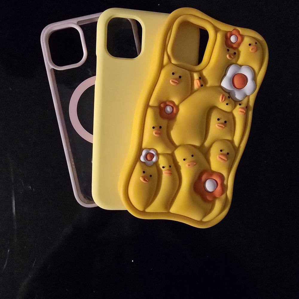 Cute Yellow Duck Pattern Silicone Phone Case - Protective Soft Cover